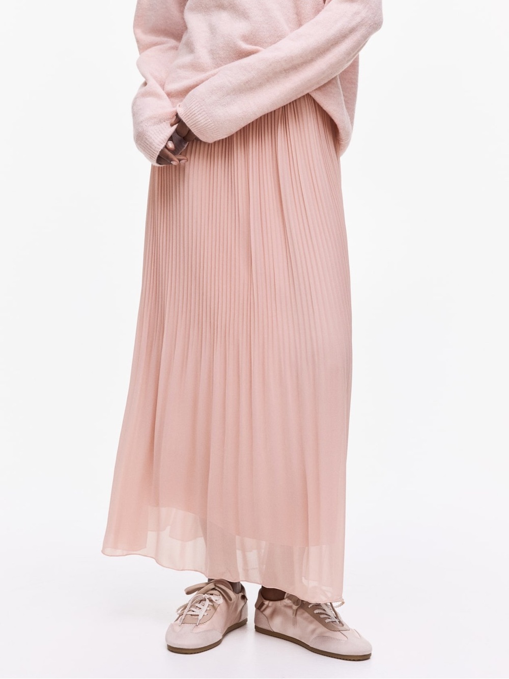 H&M Dusty Pink Pleated Chiffon Skirt